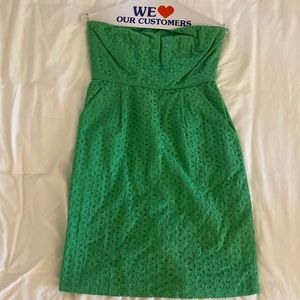 J.Crew green eyelet strapless dress